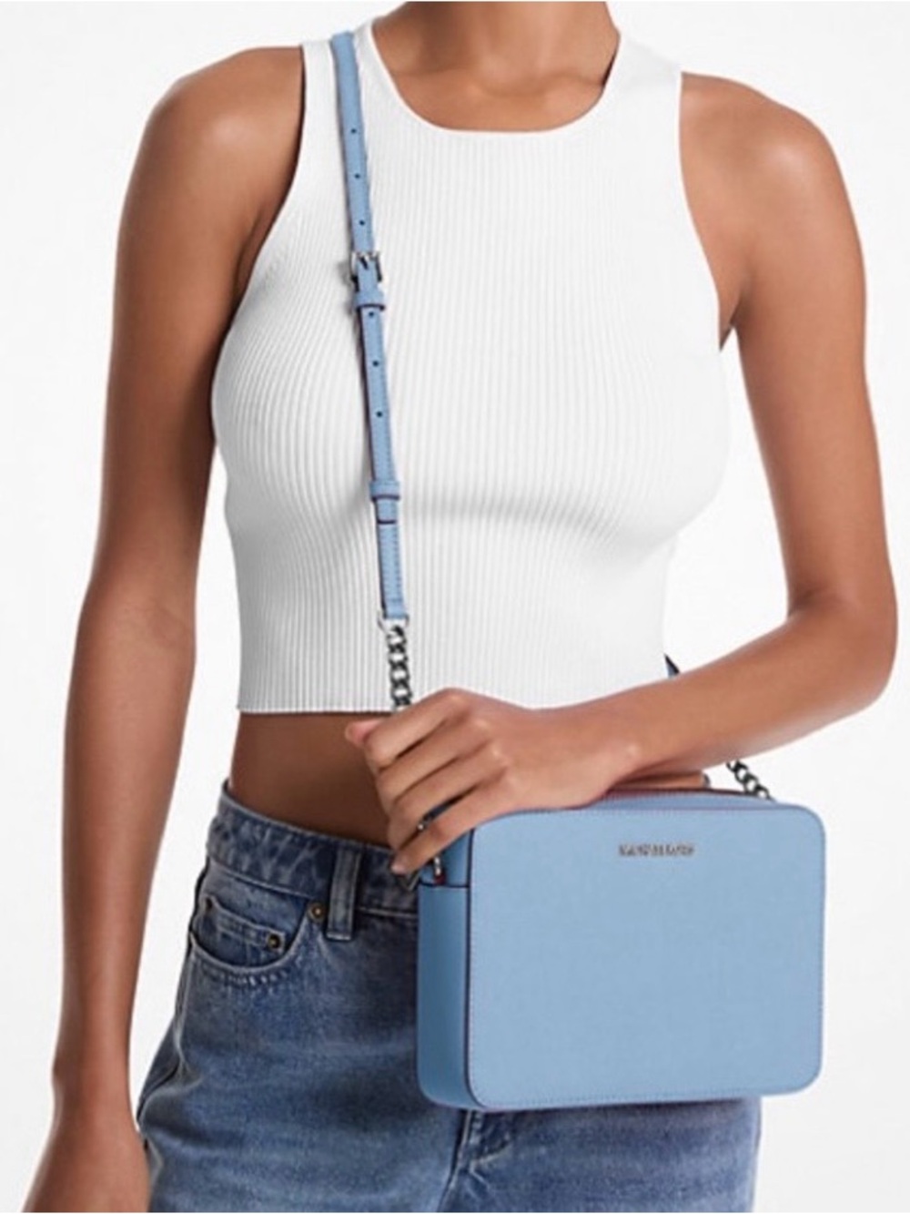 Michael Kors Powder Blue Saffiano Crossbody Bag NWT $378